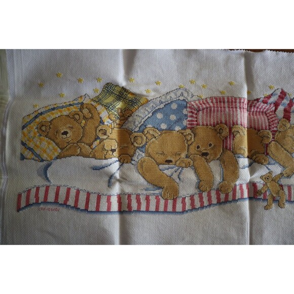 FINISHED Design Works Counted Cross Stitch Kit #9696 Bedtime Bears Teddy Nursery - Picture 5 of 10